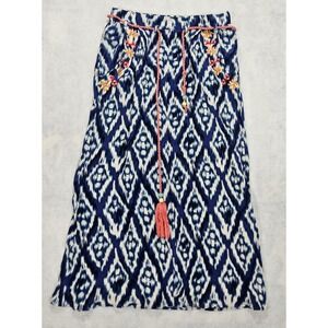 Boho Skirt XS P 2‎ / 4 Floral Embroidered Gypsy Bohemien Hippie Western Blue